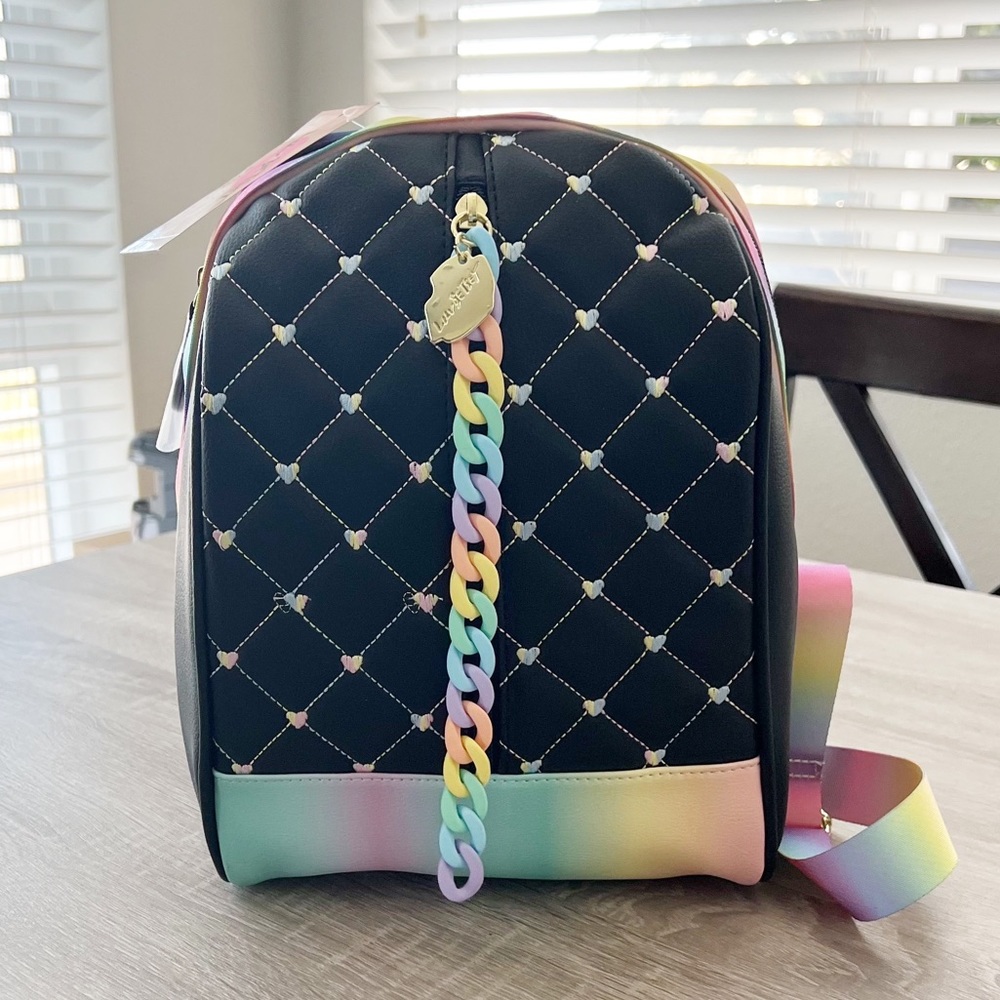 Betsey Johnson pastel rainbow quilted heart backpack - Black multicolor